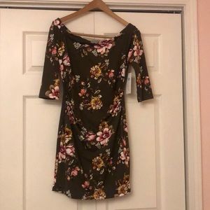 French Grey off the shoulder dress